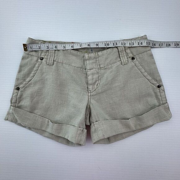 Fillmore California 100% Linen Shorts Size 25 Beige Textured Rolled Hem Boho - Picture 7 of 9